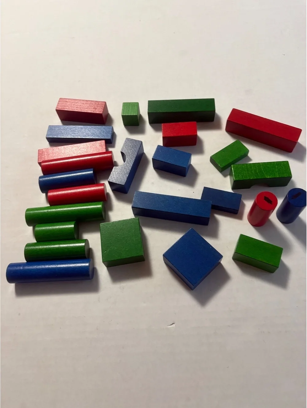 Red, blue, green wooden blocks